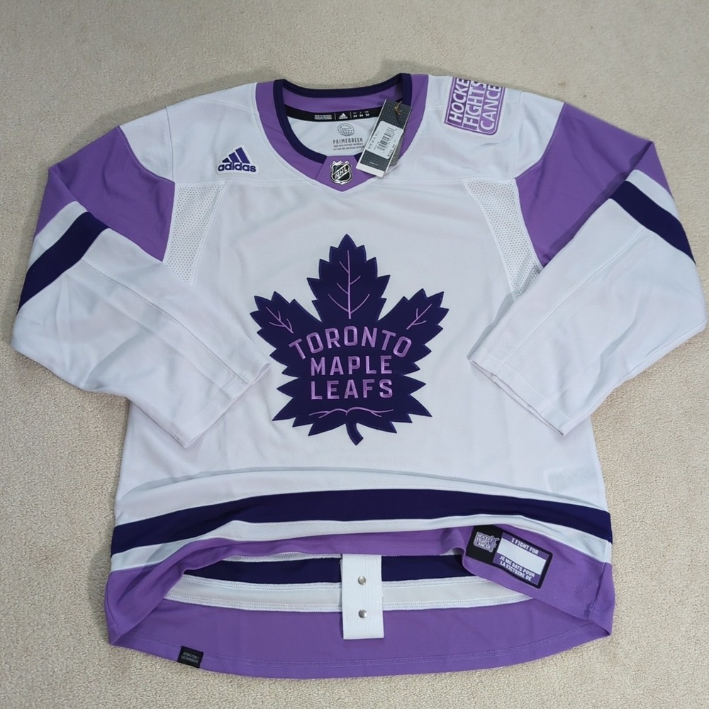 Toronto Maple Leafs Hockey Fights Cancer Adidas Jersey Size 54 Primegreen New